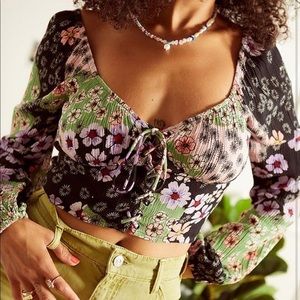 UO Myra Lace Up Blouse